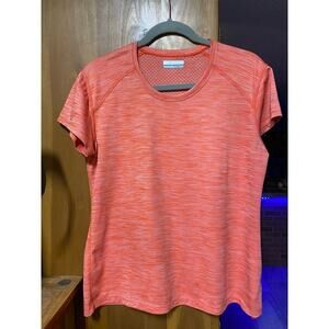 Columbia Womens Orange Scoop Neck Short Sleeve Activewear T-Shirt Size Large